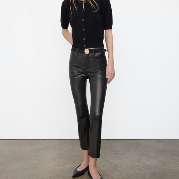 FRAME - Leather Le Crop Mini Boot in Washed Black - MSRP $998 - BNWT